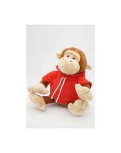 Мягкая игрушка Обезьянка Леся в красной флисовой толстовке 28 см Unaky soft toy