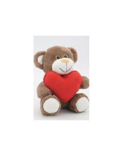 Мягкая игрушка Медвежонок Сильвестр шоколадный с красным флисовым сердцем 25 см Unaky soft toy