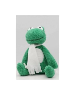 Мягкая игрушка Лягушка Синдерелла в белом флисовом шарфе 24 см Unaky soft toy