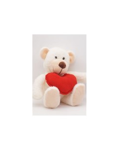 Мягкая игрушка Медведь Ахмед малый с шариками для мелкой моторики с красным флисовым сердцем 27 см Unaky soft toy