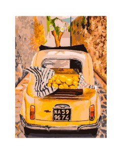 Раскраска по номерам на холсте Машина с лимонами 30х40 см Белоснежка
