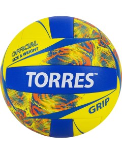 Мяч волейбольный Grip Y V32185 р 5 синт кожа ТПУ маш сшивка бут камера желто синий Torres