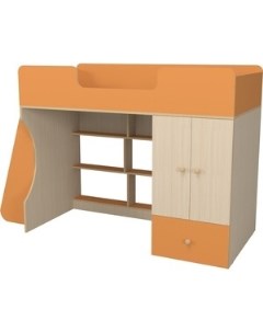 Кровать чердак со шкафом 10 Р446 оранжевый Капризун