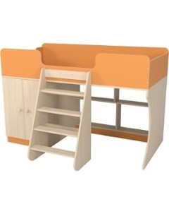 Кровать чердак со шкафом 9 Р441 оранжевый Капризун
