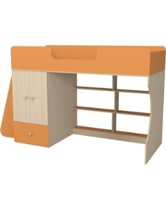 Кровать чердак со шкафом 11 Р445 оранжевый Капризун