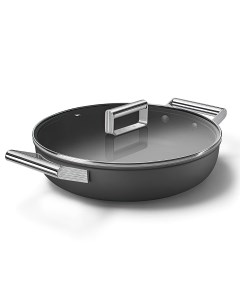 Сковорода глубокая с крышкой 50 s Style 28см black Smeg