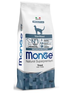 Сухой корм для кошек Cat Monoprotein Sterilised Trout для стерилизованных с форелью 10 кг Monge