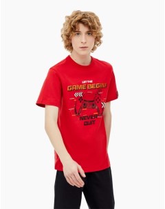 Красная футболка с геймерским принтом для мальчика Gloria jeans