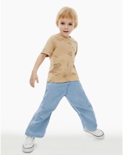 Бежевая футболка из джерси с принтом для мальчика Gloria jeans