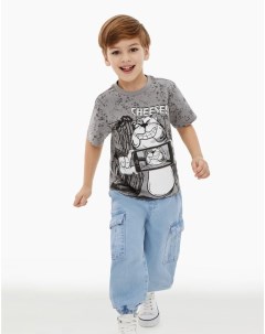 Серая футболка из джерси с принтом для мальчика Gloria jeans