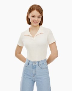 Молочное базовое поло в рубчик для девочки Gloria jeans