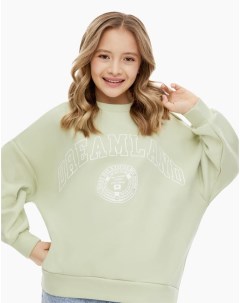 Фисташковый свитшот oversize с принтом Dreamland для девочки Gloria jeans