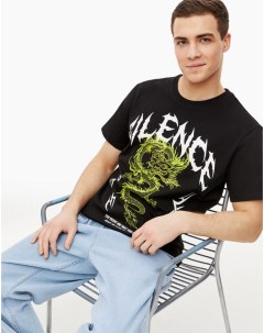Чёрная прямая футболка Regular с драконом Gloria jeans