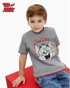 Серая футболка с принтом Tom and Jerry для мальчика Gloria jeans