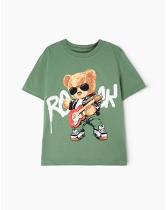 Зелёная футболка с принтом Rock для мальчика Gloria jeans