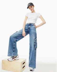 Джинсы Wide leg cargo с карманами Gloria jeans