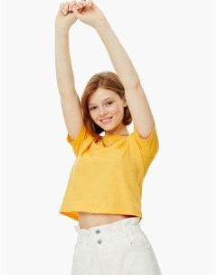 Жёлтая базовая футболка Straight для девочки Gloria jeans