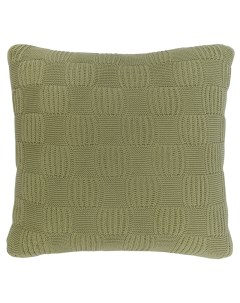 Подушка из хлопка рельефной вязки травянисто зеленого цвета из коллекции essential 45х45 см Tkano