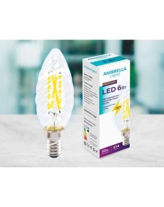 Филаментная светодиодная лампа E14 6W 6400K холодный C35 Filament Ambrella light