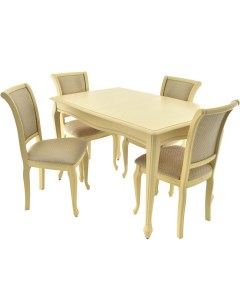 Обеденная группа стол и 4 стула бежевый 120x77x70 см Аврора