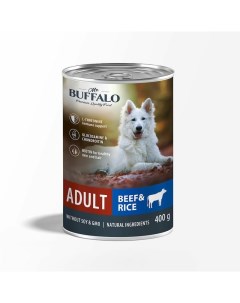 Adult влажный корм для собак паштет с говядиной и рисом в консервах 400 г Mr.buffalo