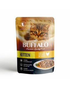 Kitten влажный корм для котят с цыпленком кусочки в соусе в паучах 85 г Mr.buffalo