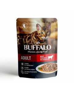 Adult влажный корм для кошек с говядиной кусочки в соусе в паучах 85 г Mr.buffalo