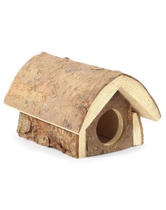 Домик избушка для грызунов с корой деревянный Триол