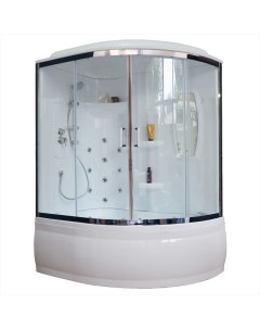 Душевой бокс ALP 150x100 RB150ALP T CH L с гидромассажем стекло прозрачное задние стенки Белые Royal bath