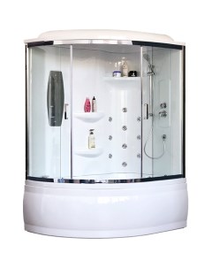 Душевой бокс ALP 150x100 RB150ALP T CH R с гидромассажем стекло прозрачное задние стенки Белые Royal bath