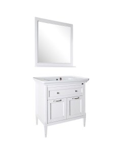 Комплект мебели для ванной Гранда 85 Белый с патиной Серебро Asb-woodline