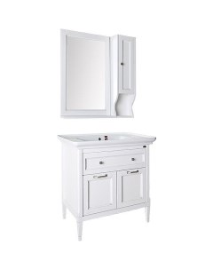 Комплект мебели для ванной Гранда 85 Белый с патиной Серебро Asb-woodline