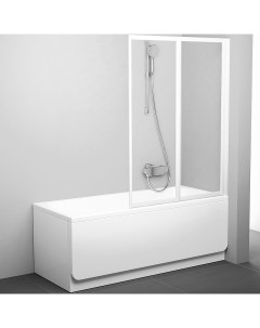 Шторка на ванну Behappy VS2 105 796M0100Z1 профиль Белый стекло Transparent Ravak