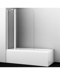 Шторка на ванну Leine 110 35P02 110W профиль Белый матовый стекло прозрачное Wasserkraft