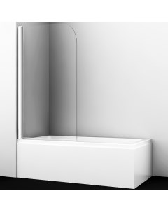 Шторка на ванну Leine 80 35P01 80W профиль Белый матовый стекло прозрачное Wasserkraft