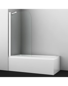 Шторка на ванну Leine 80 35P01 80WHITEFixed профиль Белый стекло прозрачное Wasserkraft