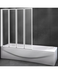 Шторка на ванну Relax 90 L RELAX V 4 90 140 P Bi L профиль Серый стекло рифленое Cezares