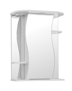 Зеркальный шкаф Эко волна Лилия 55 С с подсветкой Белый глянец Style line