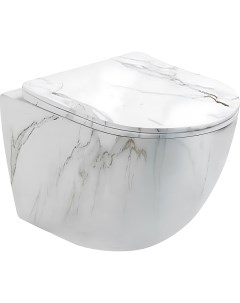 Унитаз 2213 K подвесной Белый мрамор с сиденьем Микролифт Ceramalux