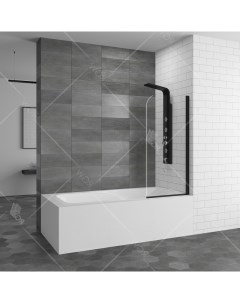 Шторка на ванну Screens SC 09 В 80x150 профиль Черный стекло прозрачное Rgw