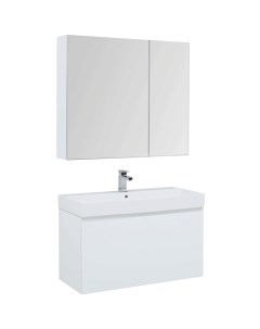 Комплект мебели для ванной Йорк 100 203645 подвесной Белый глянец Aquanet