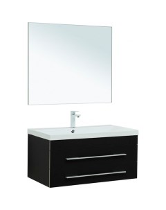 Комплект мебели для ванной Верона 90 287640 подвесной Черный матовый Aquanet