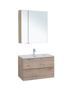 Комплект мебели для ванной Алвита New 80 274202 подвесной Дуб веллингтон белый Aquanet