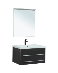 Комплект мебели для ванной Верона 75 287638 подвесной Черный матовый Aquanet