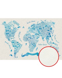 Фреска Карты мира 33516 Фактура флок FLK Флизелин 4 2 7 Белый Голубой Карты Ortograf
