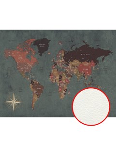 Фреска Карты мира 33316 Фактура флок FLK Флизелин 3 6 2 7 Бирюзовый Коричневый Карты Ortograf