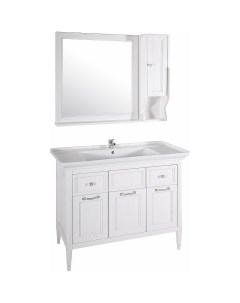 Комплект мебели для ванной Гранда 105 Белый с патиной Серебро Asb-woodline