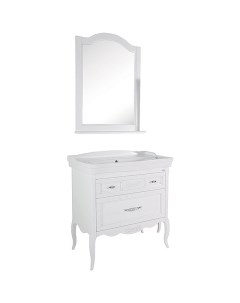 Комплект мебели для ванной Модерн 85 Белый с патиной Серебро Asb-woodline