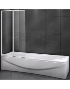 Шторка на ванну Relax 80 RELAX V 2 80 140 C Bi профиль Серый стекло прозрачное Cezares