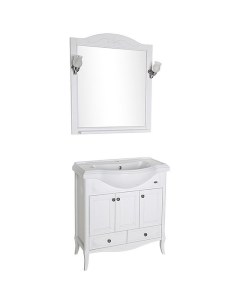 Комплект мебели для ванной Салерно 80 Белый с патиной Серебро Asb-woodline